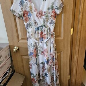 Espresso Floral High Low Dress - Multicolor